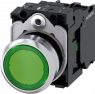 Pushbutton, green, illuminated  (green), mounting Ø 22.3 mm, IP20/IP66/IP67/IP69/IP69K, 3SU1153-0AB40-1BA0