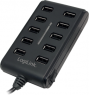 USB 2.0 hub, 10 ports, with switch, UA0125