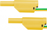 Measuring lead with (4 mm plug, spring-loaded, straight) to (4 mm plug, spring-loaded, straight), 1 m, green/yellow, PVC, 1.0 mm², CAT II