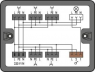 Distribution box, 1-pole switch circuit, 1 input,7 outputs, Cod. A, S, MIDI