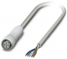 Sensor actuator cable, M12-cable socket, straight to open end, 5 pole, 1.5 m, PP-EPDM, gray, 4 A, 1404083