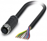 Sensor actuator cable, M12-cable socket, straight to open end, 8 pole, 5 m, PE-X, black, 2 A, 1407275