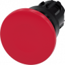 Mushroom pushbutton, unlit, groping, waistband round, red, mounting Ø 22.3 mm, 3SU1000-1BD20-0AA0