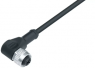 Sensor actuator cable, M12-cable socket, angled to open end, 3 pole, 2 m, PUR, black, 4 A, 77 3434 0000 80203-0200
