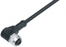 Sensor actuator cable, M12-cable socket, angled to open end, 3 pole, 2 m, TMPU, black, 4 A, 77 3434 0000 70003-0200