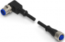 Sensor actuator cable, M12-cable plug, angled to M12-cable socket, straight, 3 pole, 1.5 m, PVC, black, 4 A, 1-2273120-4