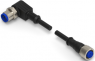 Sensor actuator cable, M12-cable plug, angled to M12-cable socket, straight, 5 pole, 0.6 m, PVC, black, 4 A, 1-2273122-2