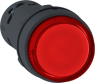 Pushbutton, illuminable, groping, 1 Form A (N/O), waistband round, red, front ring black, mounting Ø 22 mm, XB7NW34B1