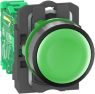 Pushbutton with transmitter, unlit, groping, waistband round, green, front ring black, mounting Ø 22 mm, ZB5RTA3