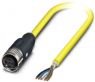 Sensor actuator cable, M12-cable socket, straight to open end, 5 pole, 10 m, PVC, yellow, 4 A, 1406147