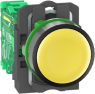Pushbutton with transmitter, unlit, groping, waistband round, yellow, front ring black, mounting Ø 22 mm, ZB5RTA5