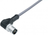Sensor actuator cable, M12-cable plug, angled to open end, 3 pole, 2 m, PVC, gray, 4 A, 77 3427 0000 20003-0200
