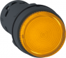 Pushbutton, illuminable, latching, 1 Form A (N/O), waistband round, orange, front ring black, mounting Ø 22 mm, XB7NJ05G1