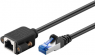 Extension cable with mounting flange, RJ45 plug, straight to RJ45 socket, straight, Cat 6A, S/FTP, LSZH, 3 m, black