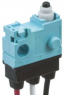 Ultraminiature snap-action switche, On-On, stranded wires, pin plunger, 1.5 N, 0.1 A/30 VDC, IP67