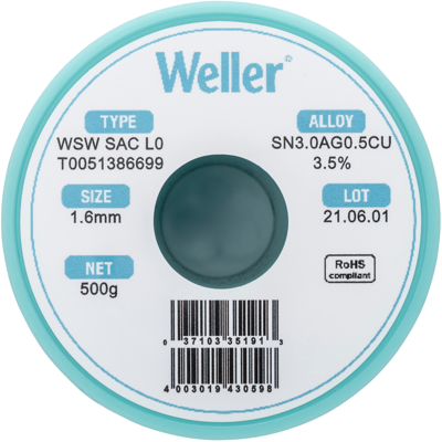 WSW SAC L0 1,6MM 500G Weller Solder Wires Image 3