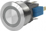 Pushbutton, 1 pole, silver, illuminated  (blue), 5 A/125 V, mounting Ø 19.1 mm, IP67, 1241.6624.1124000