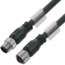 Sensor actuator cable, M12-cable plug, straight to M12-cable socket, straight, 3 pole, 5 m, PUR, black, 4 A, 1058490500