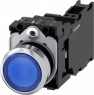 Pushbutton, blue, illuminated  (blue), mounting Ø 22.3 mm, IP20/IP66/IP67/IP69/IP69K, 3SU1153-0AB50-3FA0