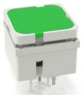 Short-stroke pushbutton, Form A (N/O), 100 mA/35 V, illuminated, green/yellow, actuator (green), 2.9 N, THT