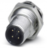 Plug, M12, 4 pole, solder pins, screw locking, straight, 1404979