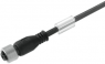 Sensor actuator cable, M12-cable socket, straight to open end, 3 pole, 10 m, PUR, black, 4 A, 9457821000