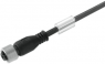 Sensor actuator cable, M12-cable socket, straight to open end, 4 pole, 3 m, PUR, black, 4 A, 9457730300