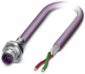 Sensor actuator cable, M12-cable plug, straight to open end, 2 pole, 5 m, PUR, purple, 4 A, 1437517