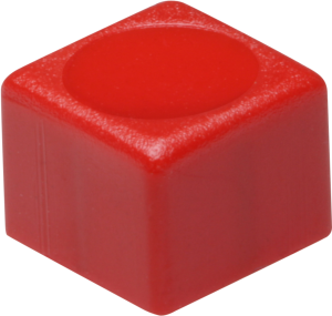 Button, square, (L x W x H) 9.5 x 9.5 x 7.3 mm, red, for pushbutton switch, 1852.0021