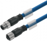 Bus line, M12-plug, straight to M12 socket, straight, 3 m, blue