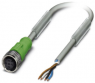 Sensor actuator cable, M12-cable socket, straight to open end, 4 pole, 10 m, PUR, gray, 4 A, 1567335
