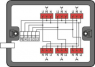 Distribution box, 3-ph to 1-ph current 400V, 230V, 1 input, 6 outputs, Cod. P, MIDI, black