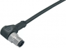 Sensor actuator cable, M12-cable plug, angled to open end, 3 pole, 2 m, PUR, black, 4 A, 77 3727 0000 50003-0200