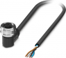 Sensor actuator cable, M12-cable socket, angled to open end, 4 pole, 1.5 m, PUR, black gray, 4 A, 1393038