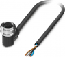 Sensor actuator cable, M12-cable socket, angled to open end, 4 pole, 10 m, PUR, black gray, 4 A, 1393169