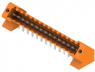 Pin header, 15 pole, pitch 3.5 mm, angled, orange, 1643460000