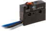 Subminiature snap-action switch, On-On, stranded wires, pin plunger, 2 N, 6 A/250 VAC, IP67