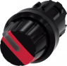 Toggle switch, illuminable, latching, waistband round, red, front ring black, 90°, trigger position 0 + 1, mounting Ø 22.3 mm, 3SU1002-2AF20-0AA0