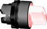 Selector switch, illuminable, latching, waistband round, red, front ring black, 2 x 90°, mounting Ø 22 mm, ZB5AK1243