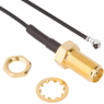 Coaxial Cable, SMA jack (straight) to AMC plug (angled), 50 Ω, 1.32 mm micro cable, grommet black, 100 mm, 336313-13-0100