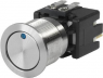 Pushbutton switch, 1 pole, silver, illuminated  (blue), 12 A/250 V, mounting Ø 19.1 mm, IP65, 1241.6823.1114000