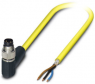 Sensor actuator cable, M8-cable plug, angled to open end, 3 pole, 5 m, PVC, yellow, 4 A, 1406059