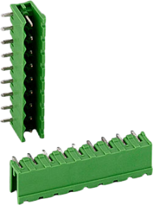 Pin header, 9 pole, pitch 5.08 mm, angled, green, B6602222