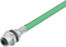 Sensor actuator cable, M12-flange socket, straight to open end, 4 pole, 0.5 m, PUR, green, 4 A, 70 3734 706 04