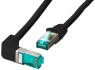 Patch cable, RJ45 plug, angled to RJ45 plug, straight, Cat 6A, S/FTP, LSZH, 0.25 m, black