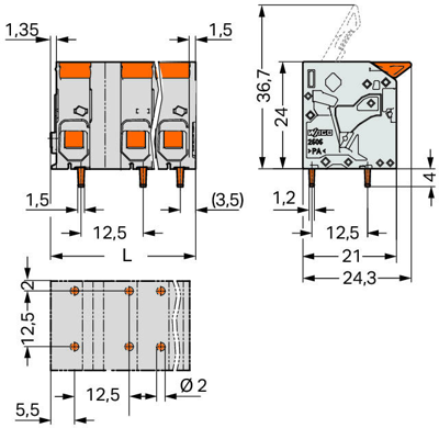 2606-1353 WAGO PCB Terminal Blocks Image 2