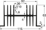 Extruded heatsink, 100 x 115 x 63 mm, 1.9 to 1 K/W, black anodized