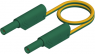 Measuring lead with (4 mm plug, spring-loaded, straight) to (4 mm plug, spring-loaded, straight), 1 m, green/yellow, PVC, 1.0 mm², CAT II