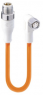 Sensor actuator cable, M12-cable plug, straight to M8-cable socket, angled, 4 pole, 0.6 m, TPE, orange, 4 A, 934737043