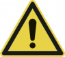 Warning sign, text: "!", Ø 100 mm, plastic, 026.01-9-100-W1
